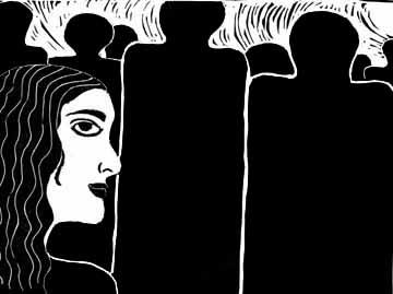 Cristie Mather - Self Portrait, Linoleum Block Print 